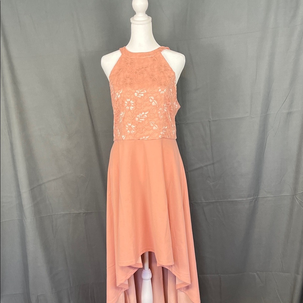 Chic Coral High-Low Dress